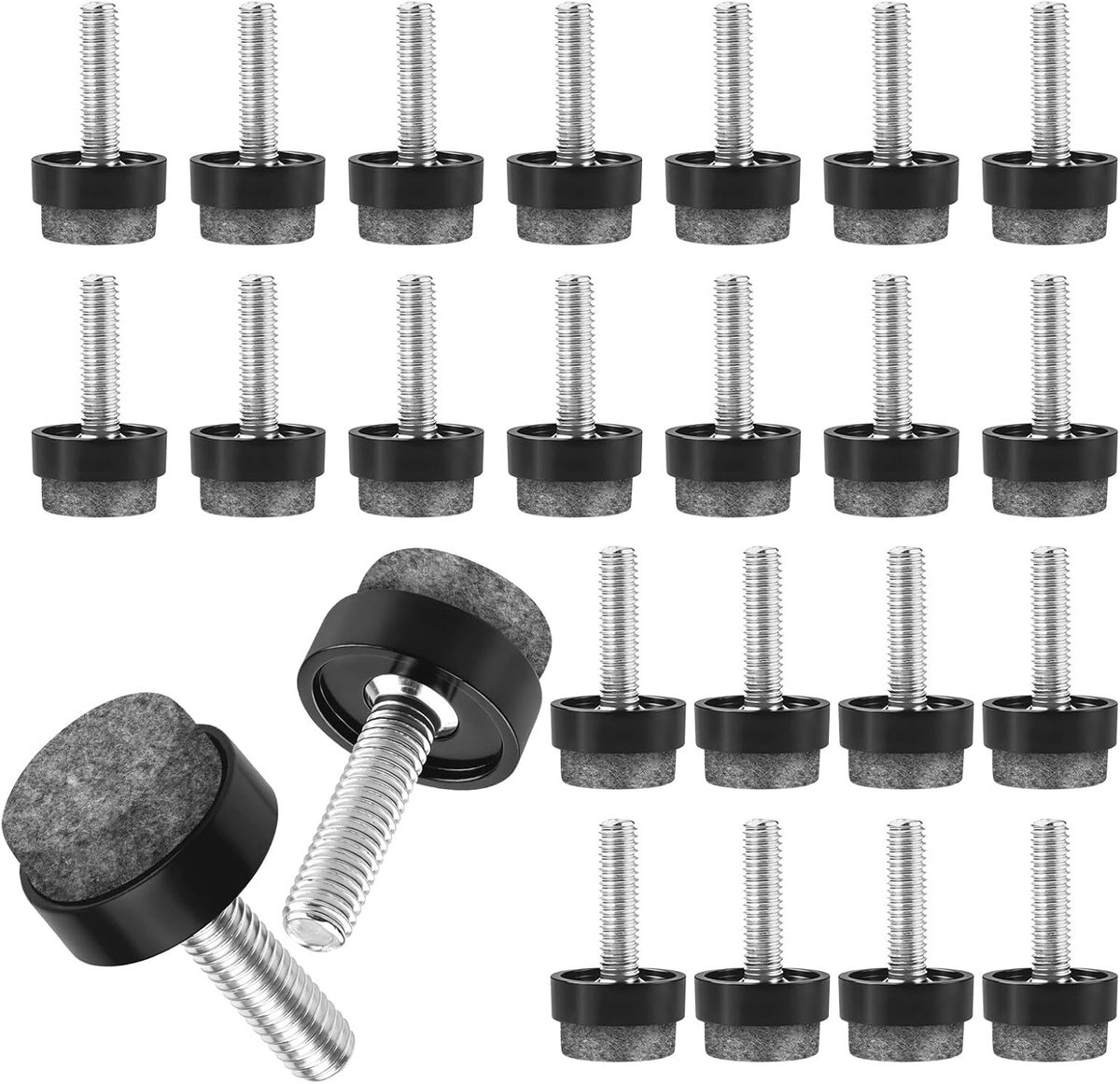 24 Pieces M6 Furniture Glides Felt Glides with Thread Diameter 19 mm Grey Felt Glides M6 Thread Round Chair Glides - ShopVlot