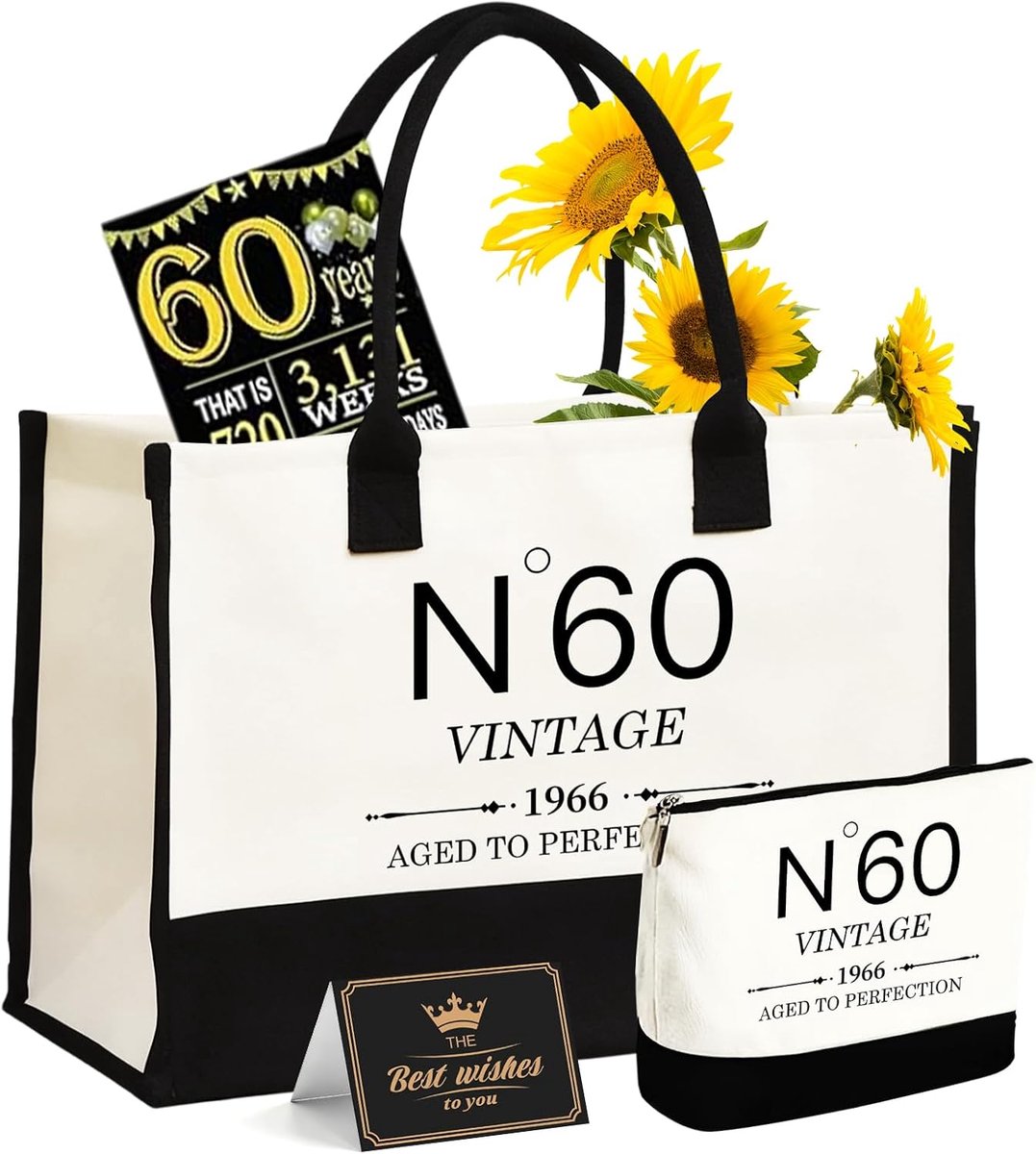 50th Birthday Gifts for Women Canvas Tote Bag Travel Gear, 50 Year Old Birthday Gifts for Mother Wife Friends, Vintage - ShopVlot