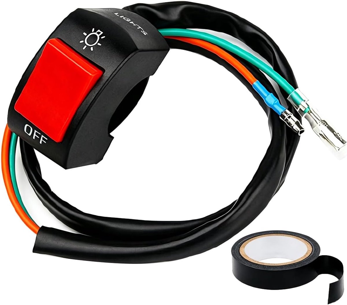 Universele stuurschakelaar voor motorfiets, 22 mm, 7/8 inch, 12 V, met aan/uit-knop voor motorfiets, scooter, ATV - ShopVlot