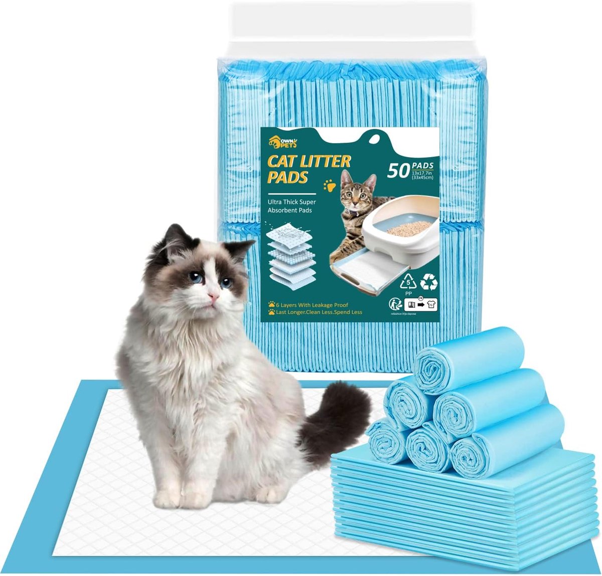 Ownpets Dog Training Pad (L:24" x 24"/XL: 24" x 35"), Leakproof 6-Ply 45x33cm Pet Potty Training Pads Pee Pads with - ShopVlot