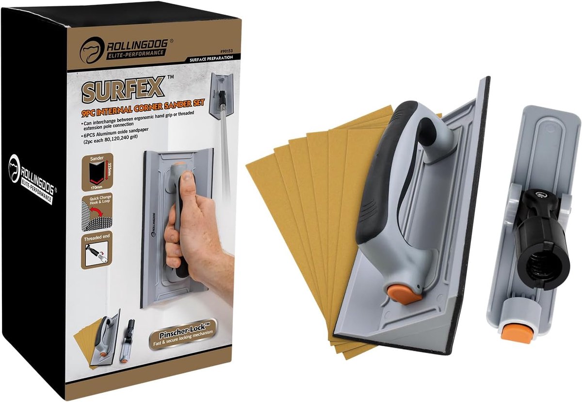 ROLLINGDOG Corner Sander - Drywall Hand Sander, 6 Pcs Oxide Mesh Sandpaper for Cleaning and Polishing Corner Walls - ShopVlot