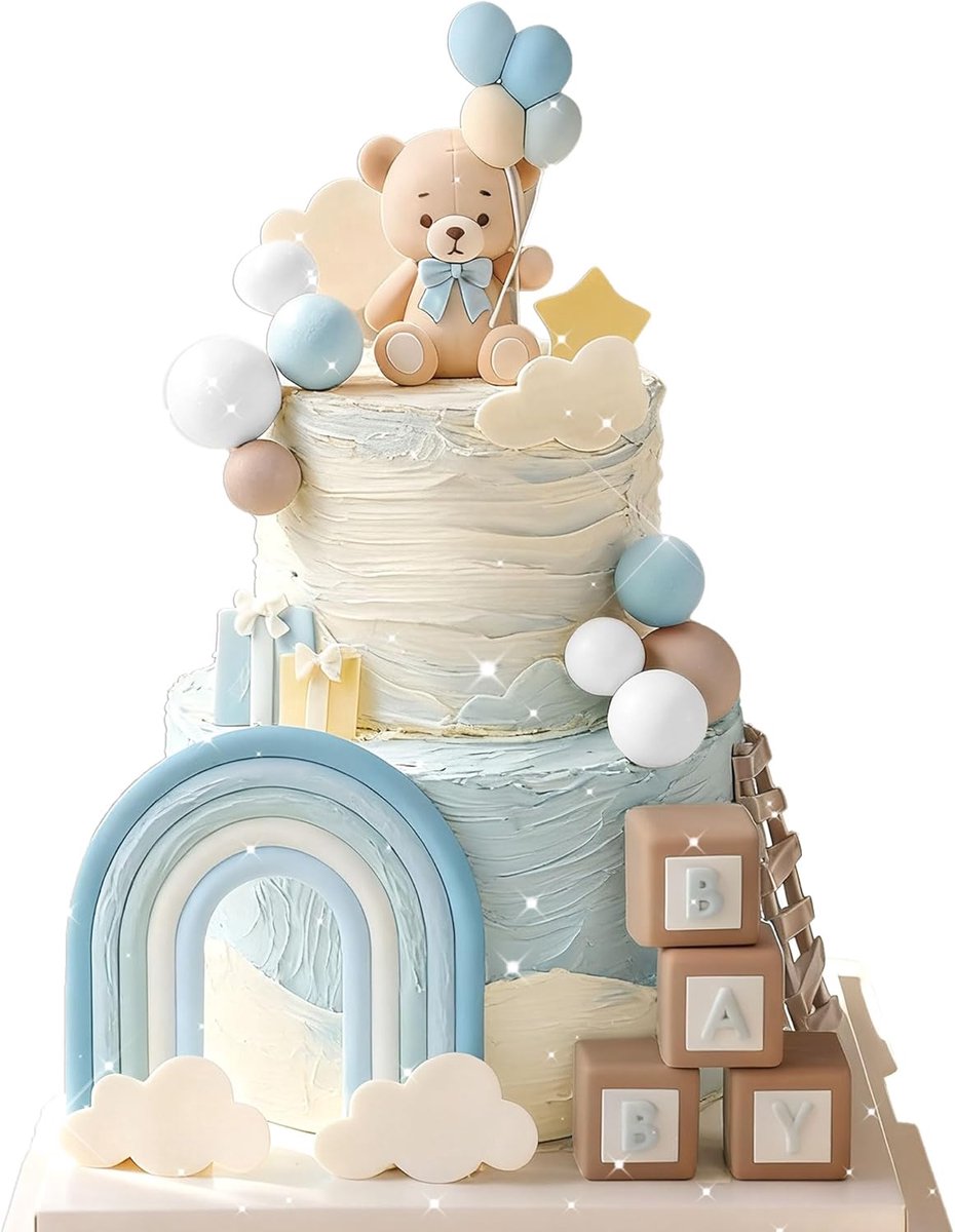 bears cake decoration glitter balls cake decoration bear cake baby shower - ShopVlot