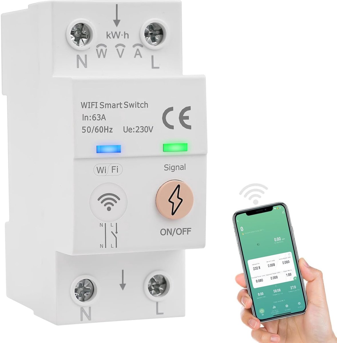 BuyWeek Intelligent WLAN Safety Switch, Voice Control, Tuya App, Remote Control, Single Relay, Smart Relay, 63A - ShopVlot