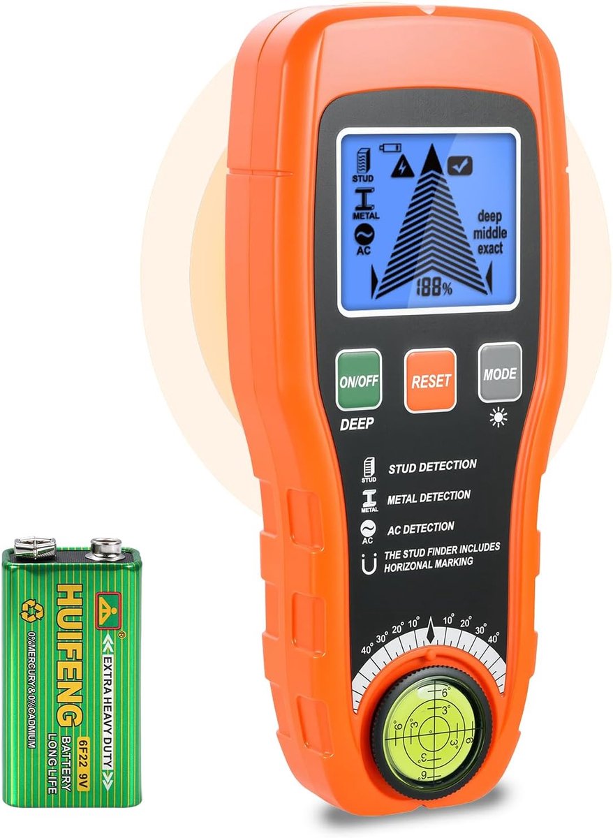 Draadzoeker, detectieapparaat, multifunctionele stud finder met lcd-display en audio-alarm, kabelzoeker met - ShopVlot