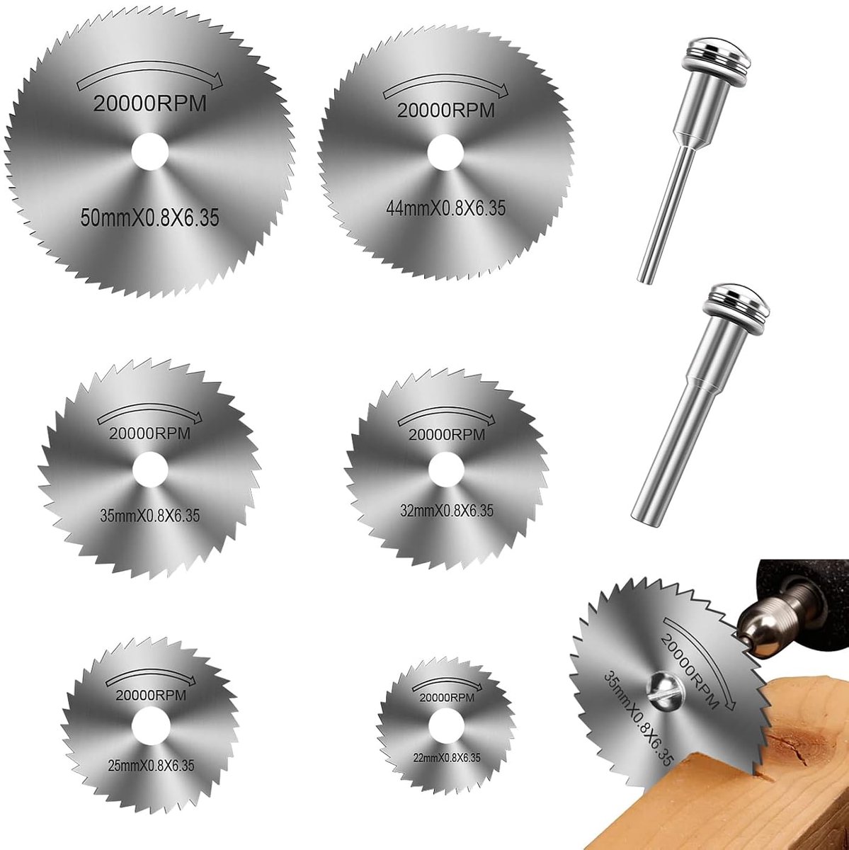 8 Pieces Circular Saw Blade Set, High-Speed Steel Rotary Tool Blades, HSS Circular Saw Steel Blades for - ShopVlot