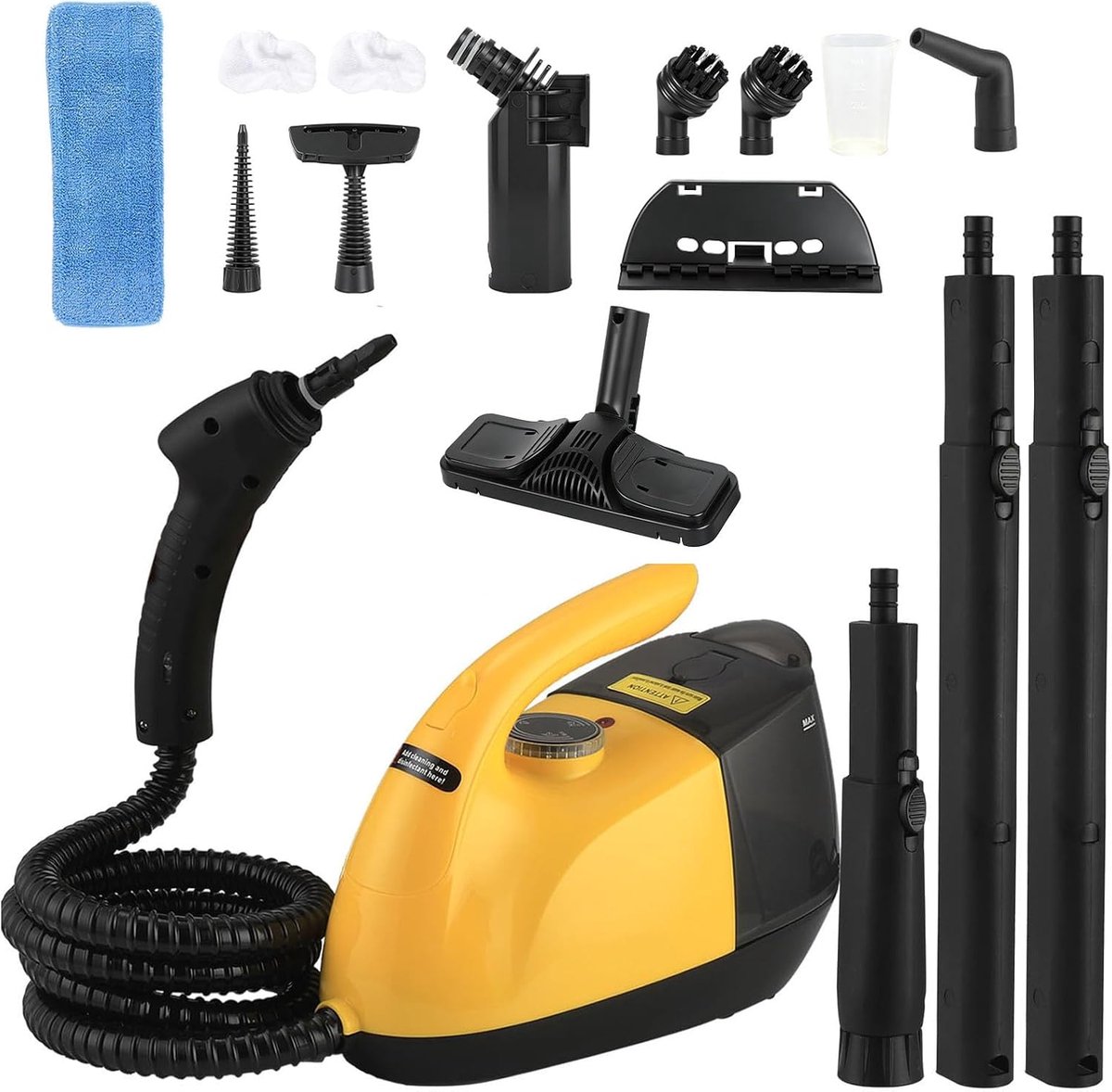 Hand device, steam cleaner, 1800 W, multifunctional steam cleaner for everything with 900 ml and 10 pieces - ShopVlot