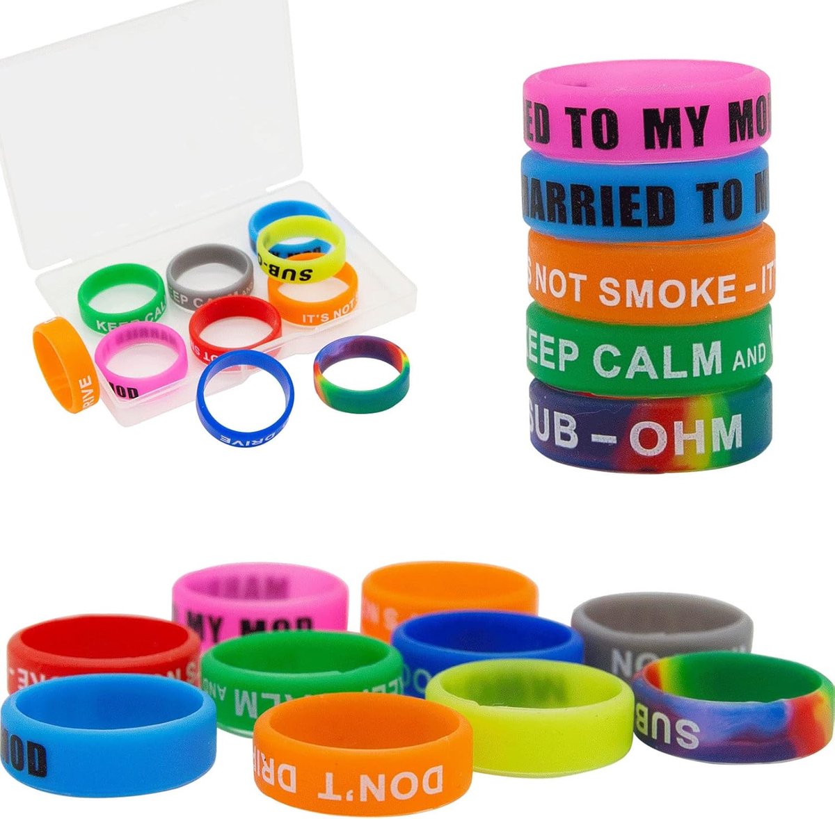 Vape Rings, Silicone Non-Slip Band, Silicone Bands for Tank, Dustproof, Vape Rings for RDA RBA RTA Mechanical Mods (10 - ShopVlot