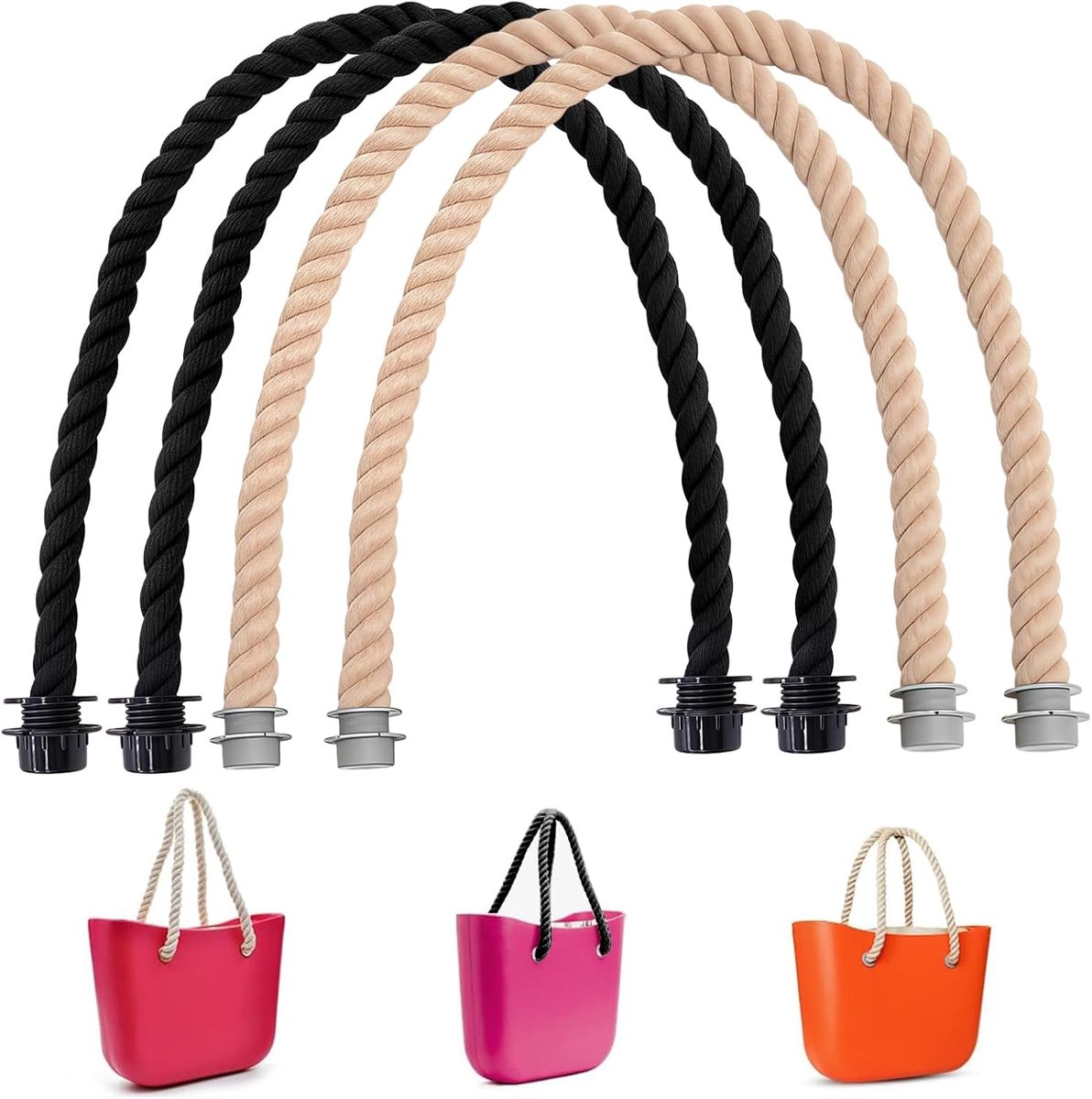 Pack of 4 Handles for O Bag Handles, 75 cm, Handles for Bags, Obag, Bag, Accessories for Bags, Handbags, Shoulder Bags - ShopVlot