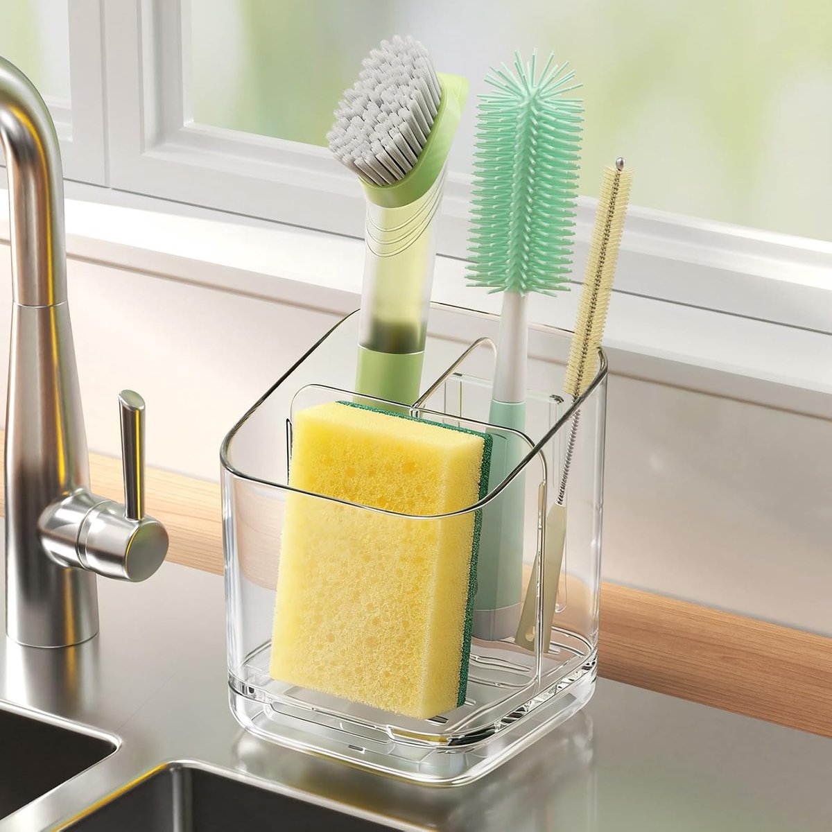 Tandenborstelhouder, gootsteen organizer spons houder keuken organizer tandenborstelbeker badkamer afdruipschaal - ShopVlot