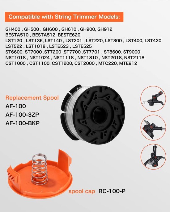 Grastrimmerspoel 14 stuks - Voor Black & Decker trimmers - Inclusief 10 reservespoelen en accessoires - ShopVlot — afbeelding 2