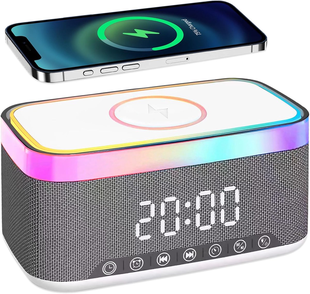 Digitale wekker met licht - Bluetooth speaker - Draadloze oplader - Ideaal voor slaapkamer - ShopVlot
