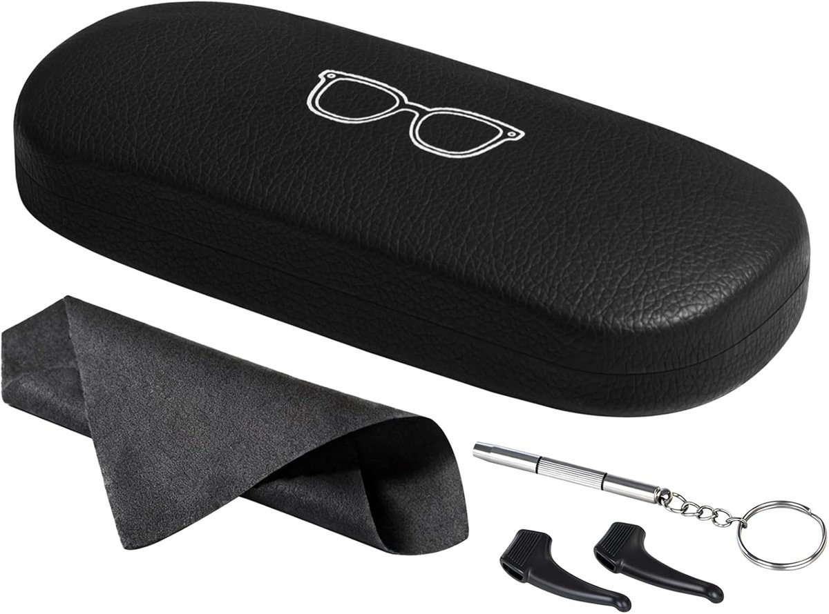 Bril etui hard - premium leer - elegante zwarte kleur - ideaal voor reizen - ShopVlot