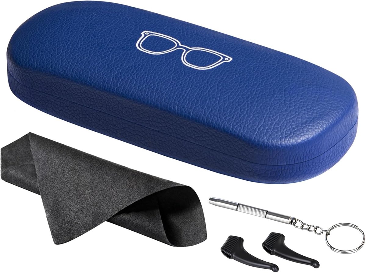 Bril etui hard case - premium leren brillendoos - elegant zwart - ideaal voor reizen - ShopVlot