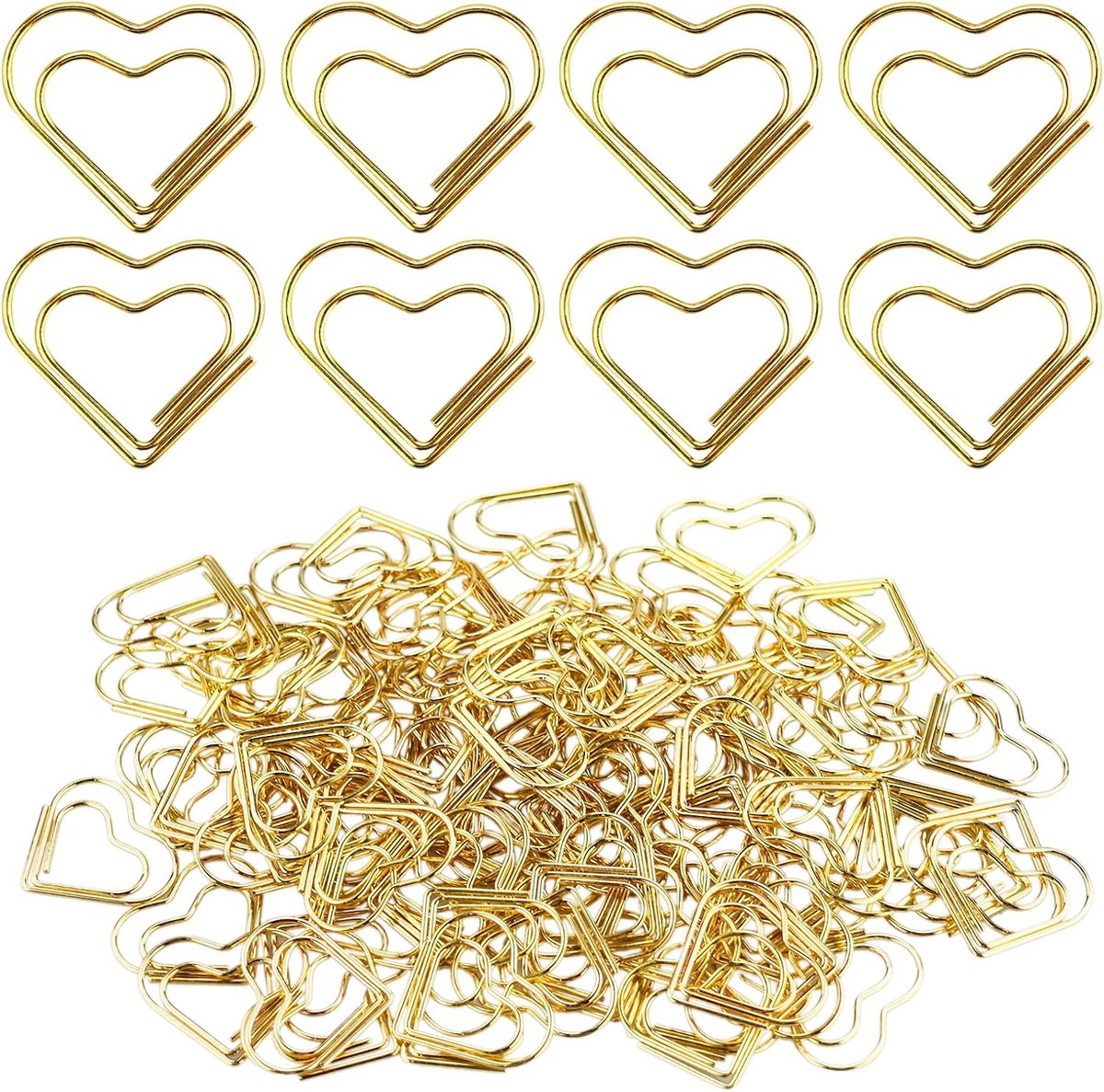 Paperclips hartvormig 110 stuks - gouden metaal - voor decoratie en documentorganisatie - ShopVlot