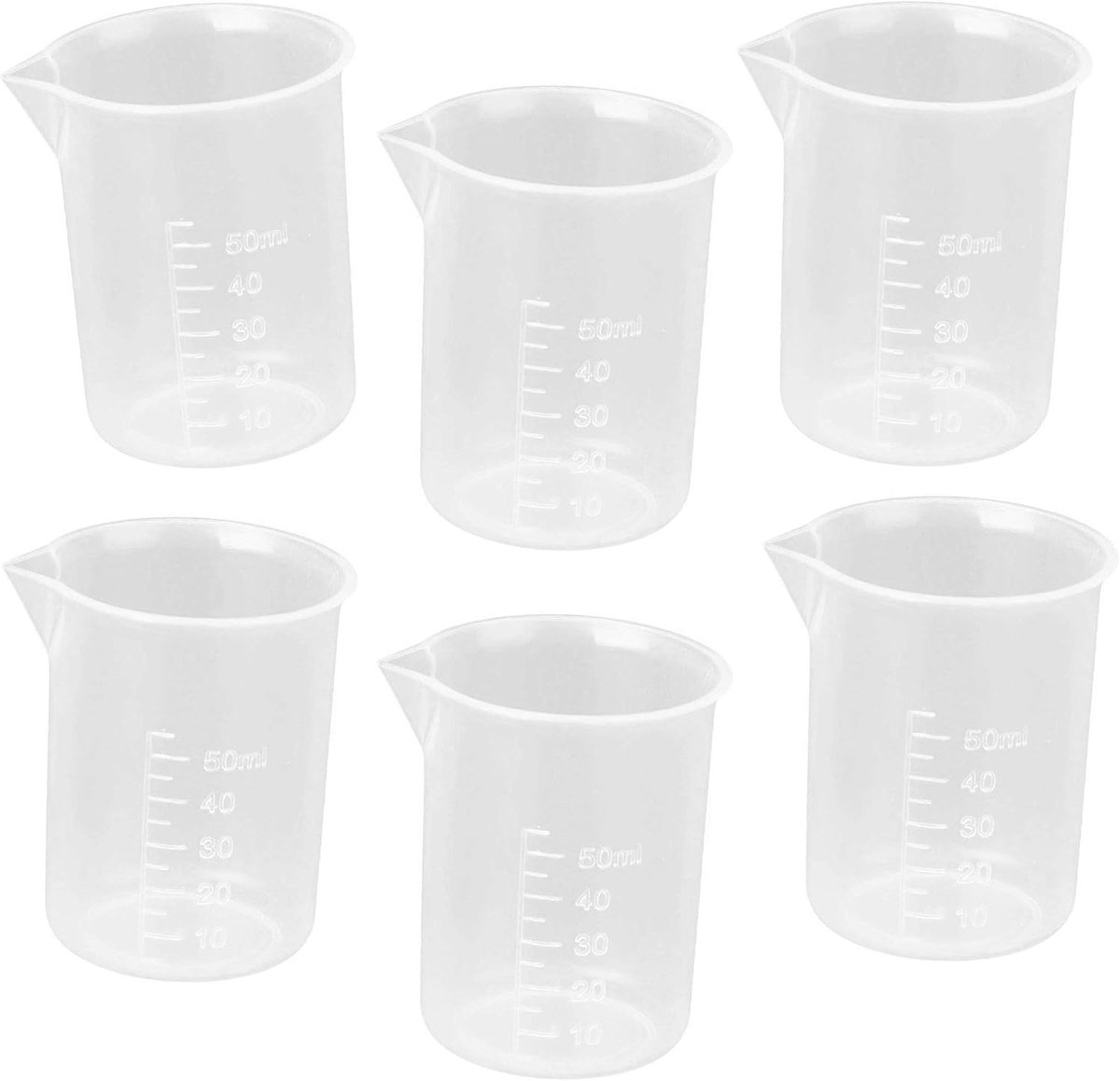 Mini maatbekers set van 30 - 50 ml - transparant PP - voor veelvuldig gebruik - ShopVlot