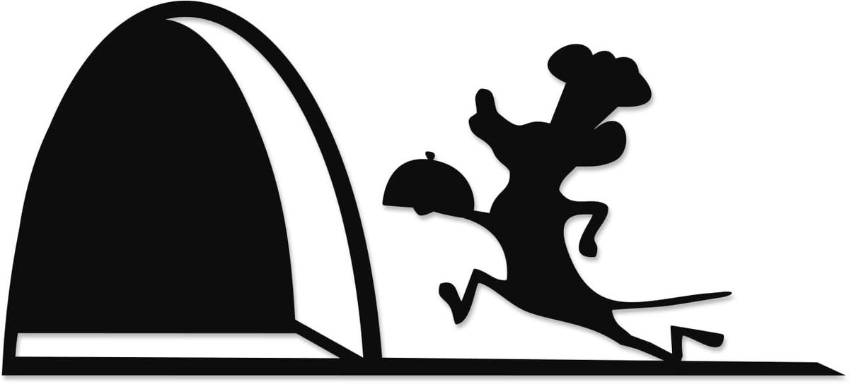muursticker muis gaat als kok - glanzend zwart - zelfklevend - leuk voor wanddecoratie - ShopVlot