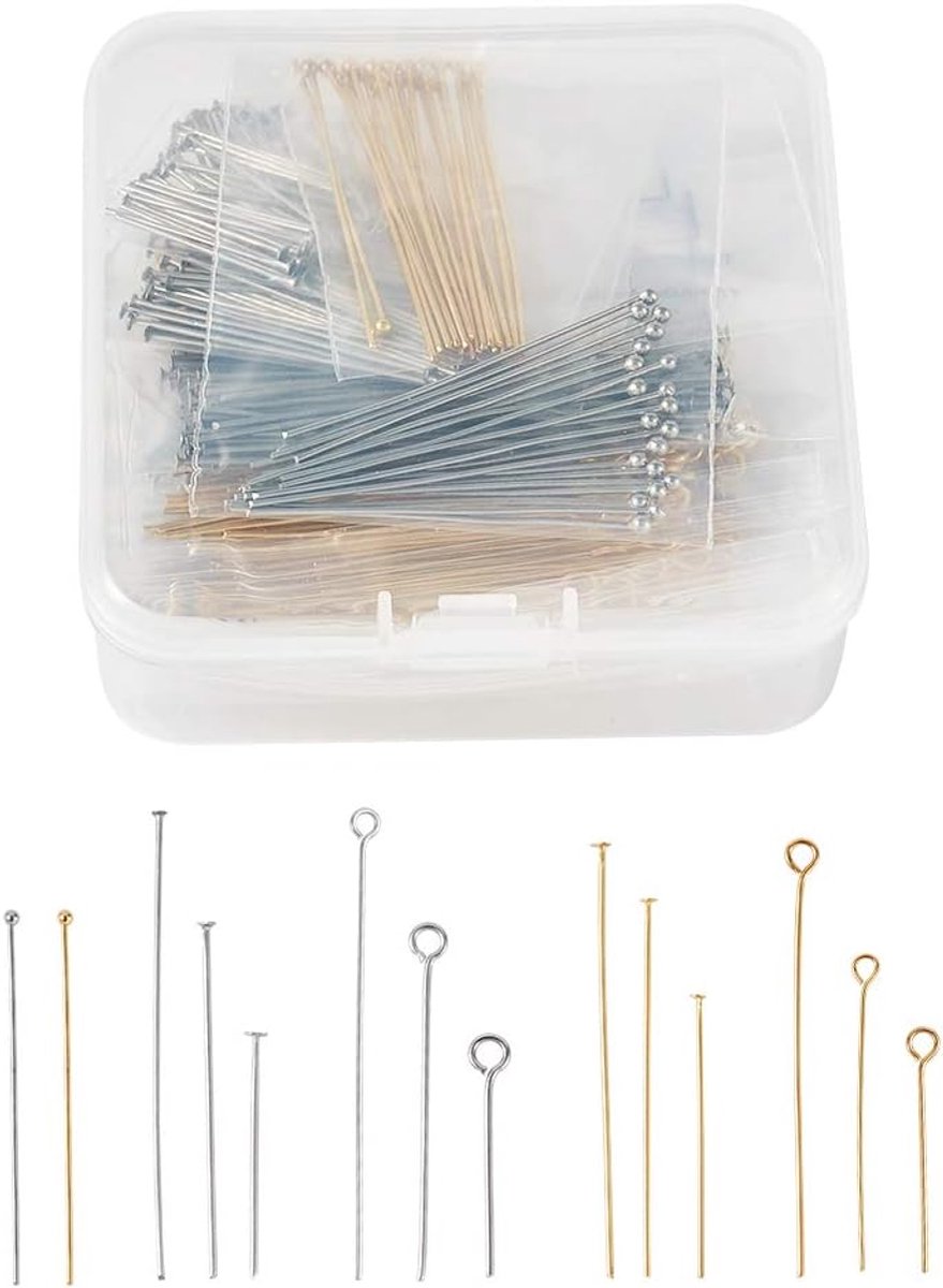Headpins voor sieraden maken - 640 stuks - RVS - Diverse maten en soorten - ShopVlot