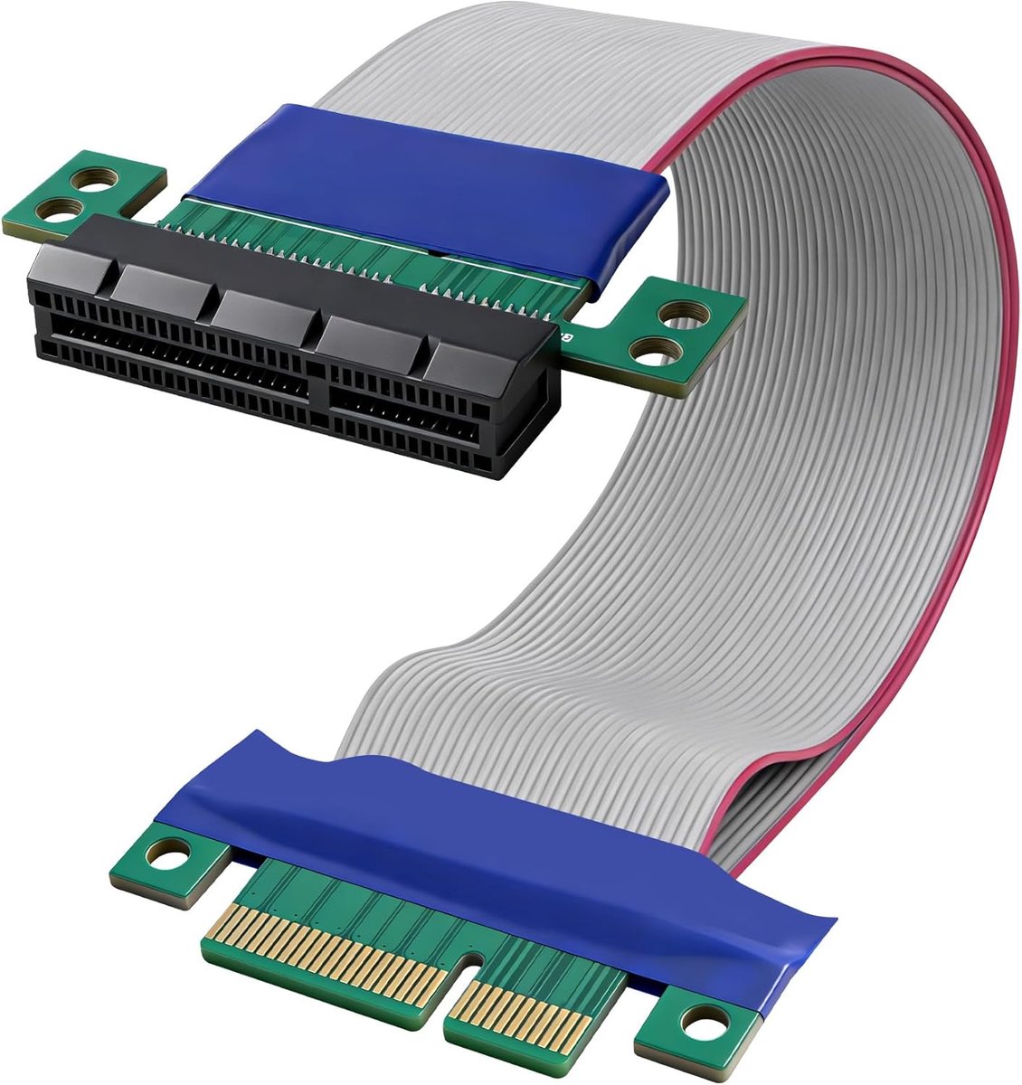 XMSJSIY PCIe 4X Extender Riser Cable Flexible PCI-E Express Plug to Bus GPU Vertical Mount Graphics Card Extension - ShopVlot