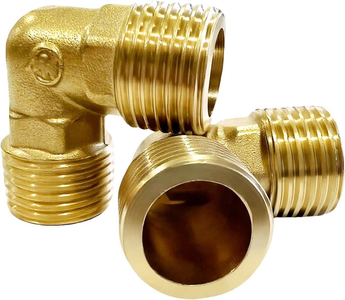 90 Degree Brass Elbow, Brass Tube Connection - G1/2 Male Thread, Suitable for Water, Heating and Cooling Systems (2 - ShopVlot