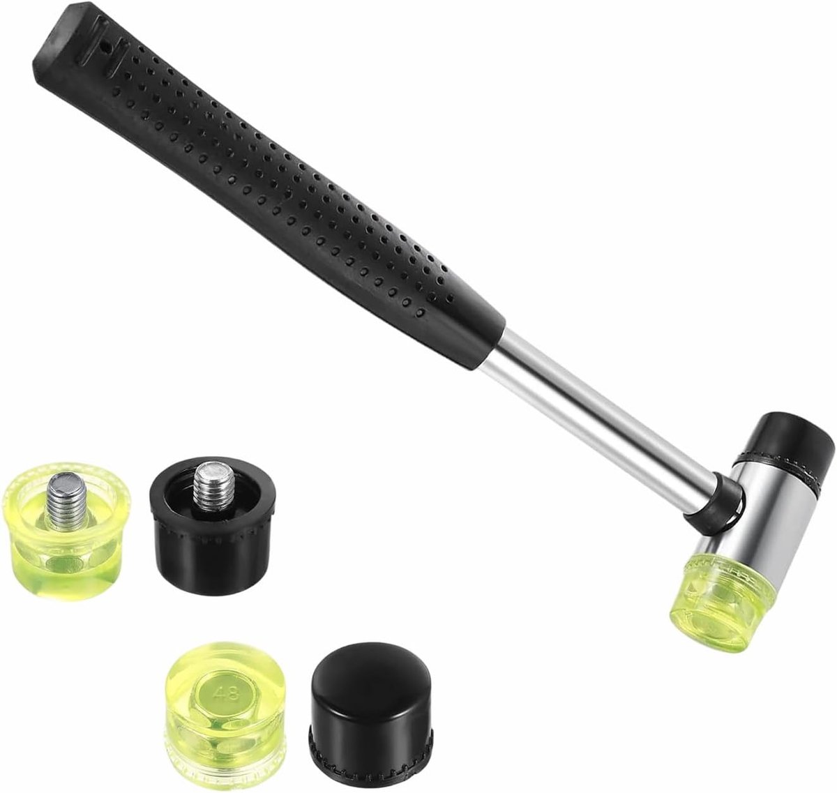 Rubberen hamer, 25 mm, nylon, hamer met 4 hamerkoppen, dubbele kop, voor leer, hout, kunststof, doe-het-zelvers - ShopVlot