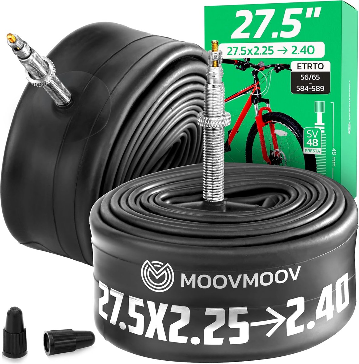 MoovMoov Binnenband 27,5 inch - Voor banden 27.5x2.25, 27.5x2.30, 27.5x2.35, 27.5x2.40, 27.5x2.45 en 27.5x2.50 - ShopVlot