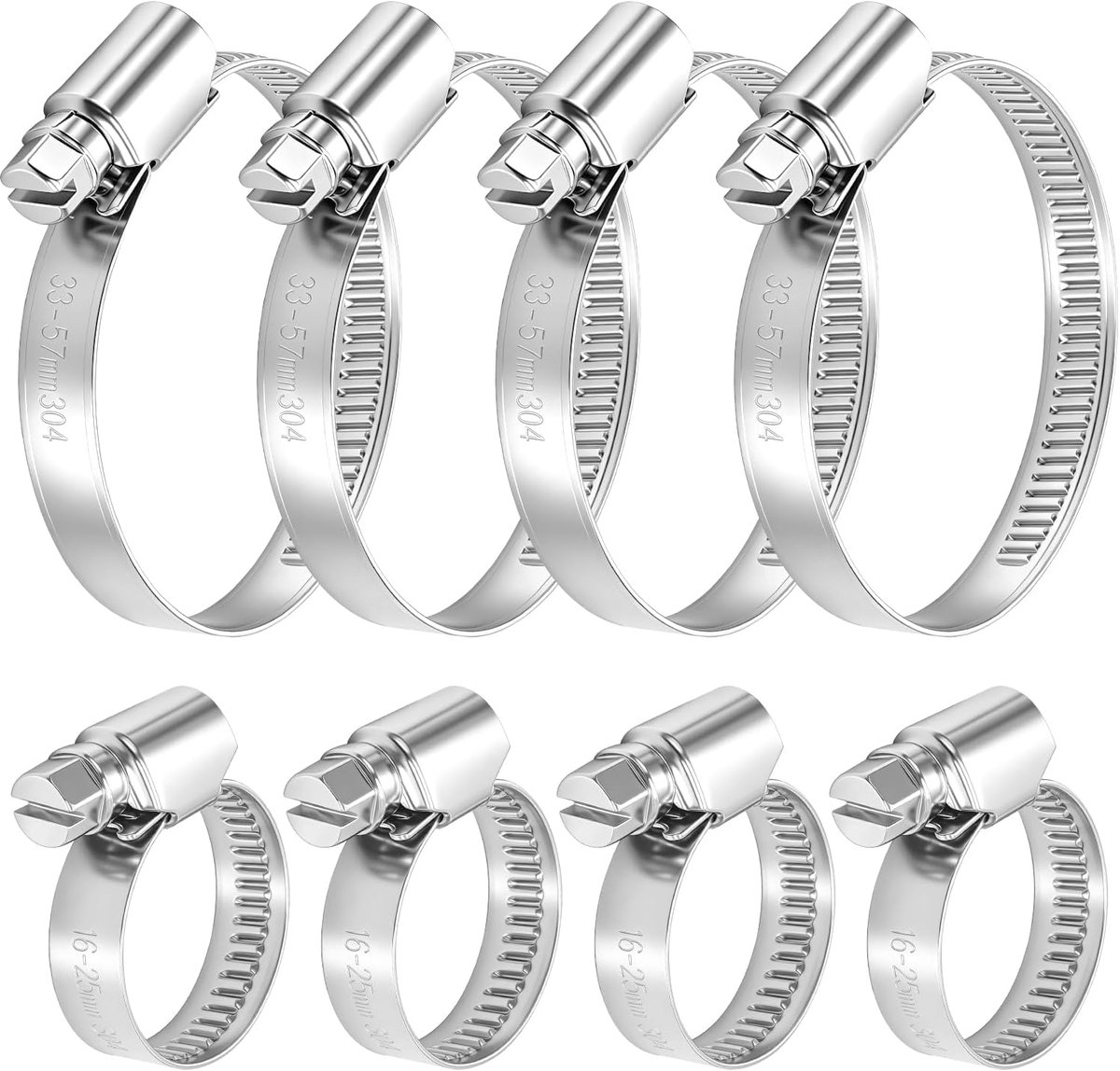 8 stuks, 16-25 mm/33-57 mm, verstelbare klemklem - ShopVlot