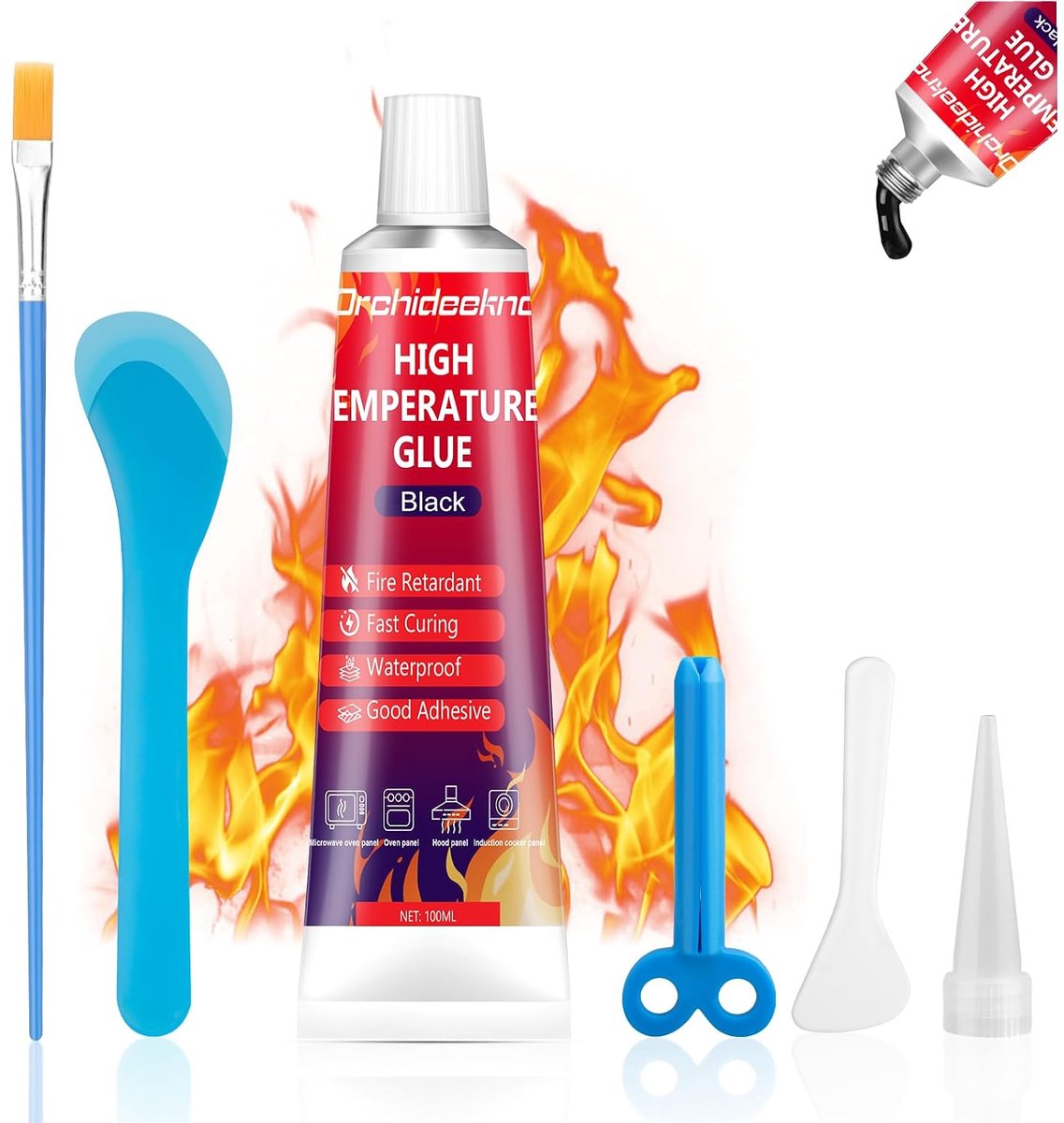 SnelShoppen - Hoge Temperatuur Lijm, 100 ml, Hittebestendige Lijm, Siliconen voor Magnetron, Oven, Inductiekookplaat, Afzuigkap, Elektrische Kookplaat