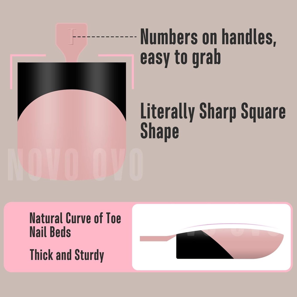 NOVO OVO Halloween Black French Tip Toe Nail Tips Press,BABY PINK Sharp Square Pre-designed Soft Gel False Toenail - ShopVlot — cadeau in Cadeau-ideeën - foto 3