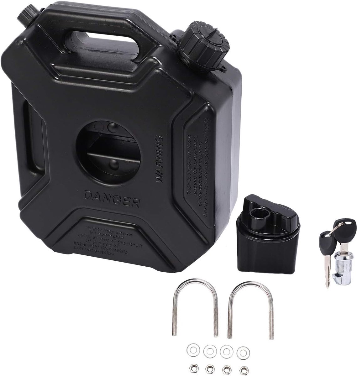 Jevina KKNnen Motorcycle Tank with Lock and Key, 5 Litres, Black Fuel Tank - ShopVlot