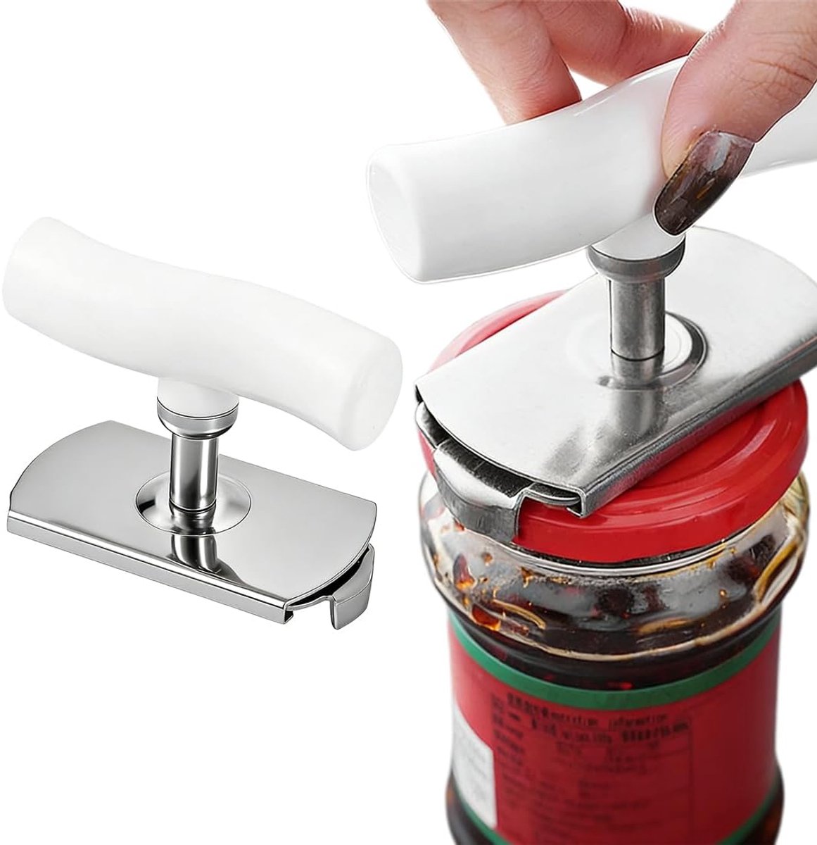 Blikopener, handmatige flesopener, schroefflesopener, flesopener voor senioren, familie, picknick, winkel (wit) - ShopVlot