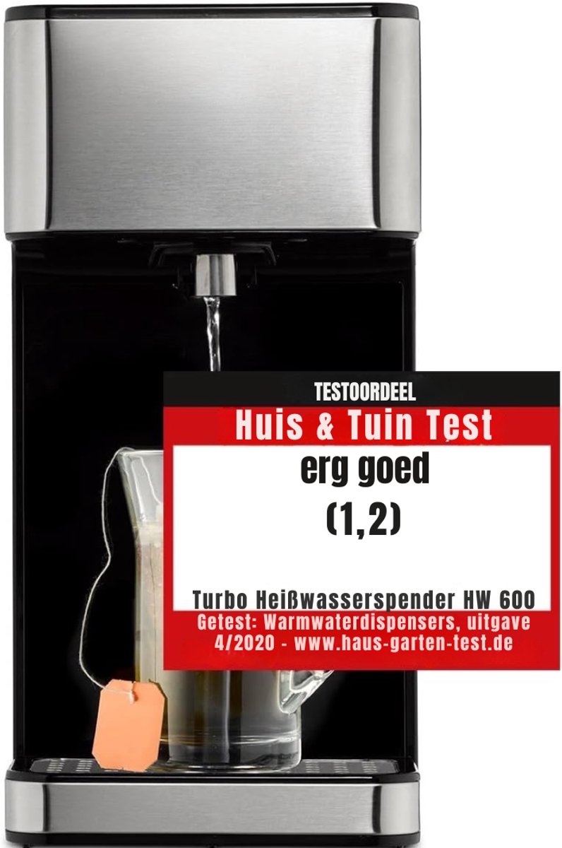 QORA® Heetwaterdispenser - Waterdispenser - Zwart/Zilver - 32cm x 26cm x 16cm