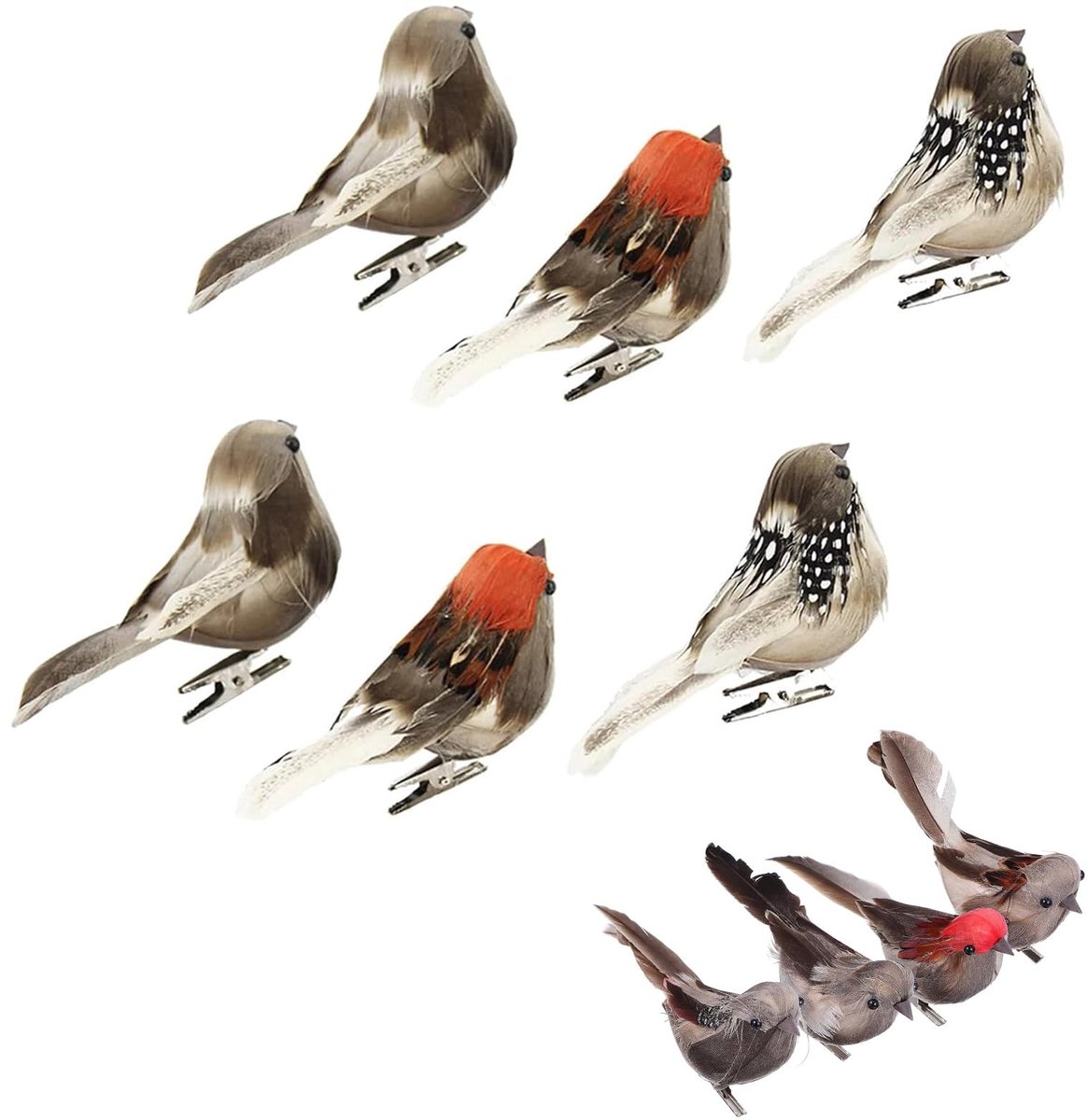 Dailygoods- Decoratieve Vogels 6 Stuks - Kunstmatige Vogelfiguren - Weerbestendige Hekwerk