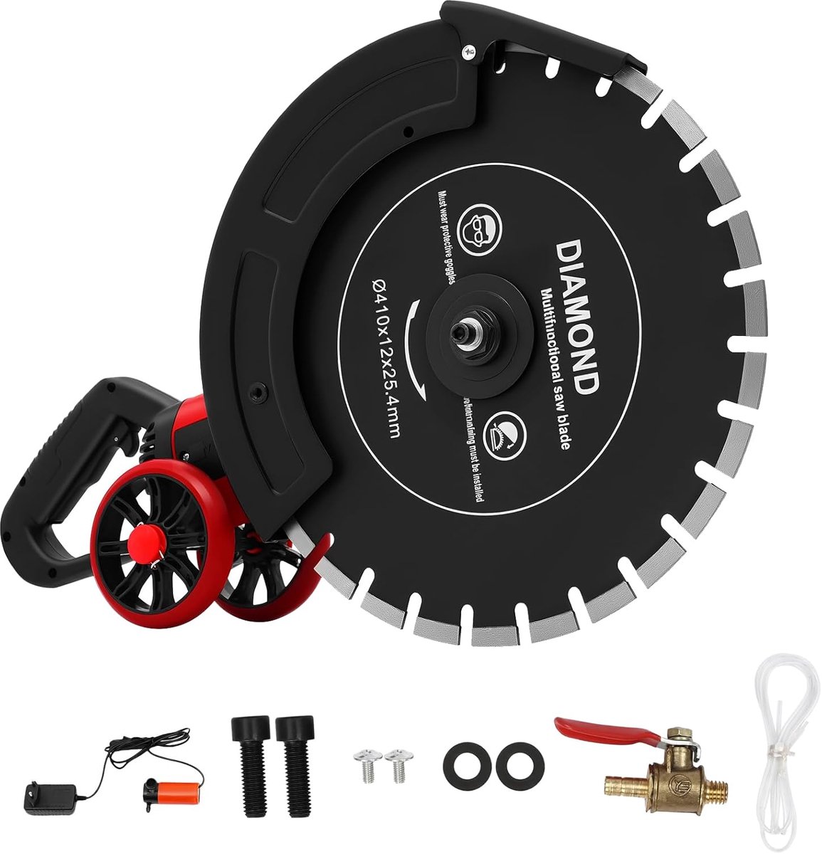 Elektrische Betonzaag - Steensnijder - Muren Zagen - 4000W Krachtige Motor - 165 mm Diepte - Zwart Rood