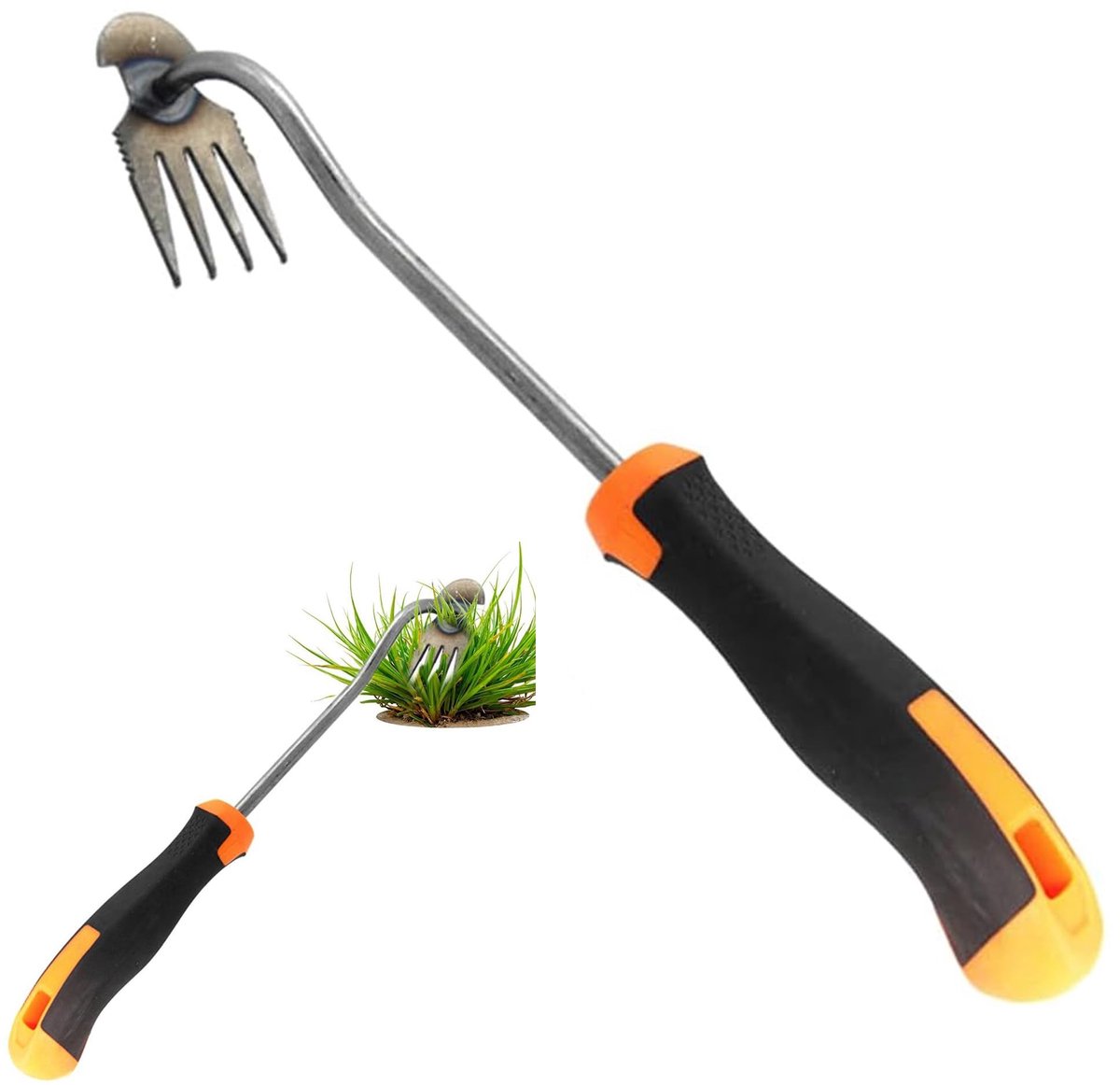 Dailygoods - Handmatige onkruidverwijderaar voor de tuin met rubberen handgreep, roestvrij, onkruidverdelger van roestvrij staal voor tuin, graven, uitrekken, losmaken van de bodem