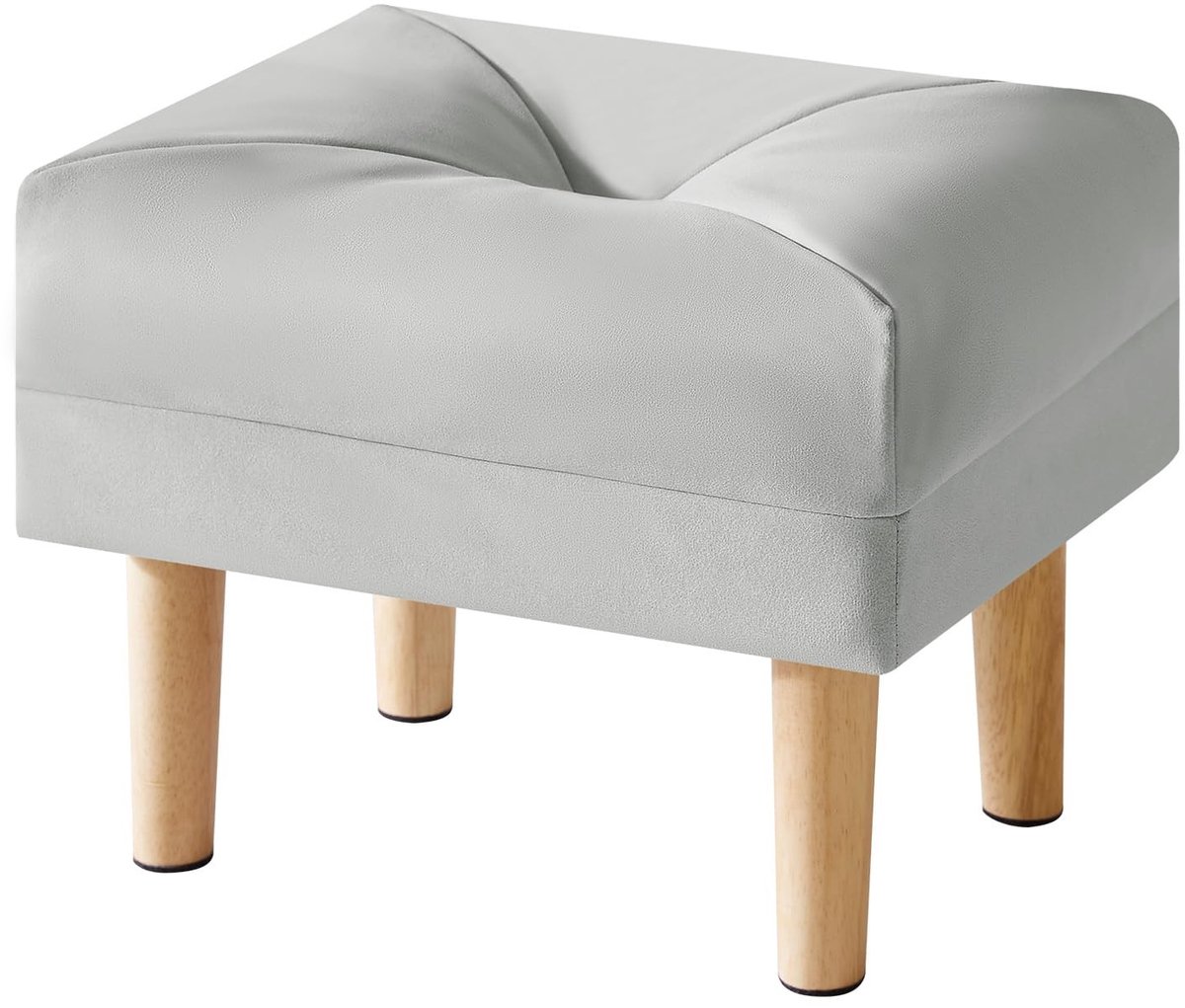 Dailygoods - YMYNY HBD040G Kleine voetenbank Ottomaanse, voetsteun van kunstleer met spons gevoerde zitting, opstapkruk voor bank, slaapkamer, woonkamer, entree, moderne schoenenkruk 40 x 29 x 32 cm, grijs