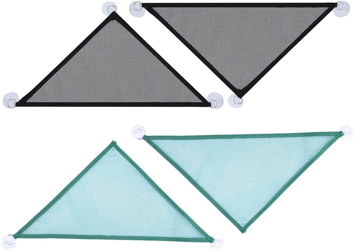 Dailygoods- Hangmat 4 Delig - Reptiel Hangmat - Ademend Netwerk - Duurzaam Materiaal - Krachtige Zuignap - Gemakkelijk Te Installeren - Reptielenhangmat