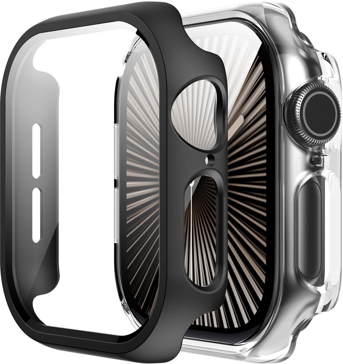 Dailygoods - Beschermhoes Apple Watch Series 10 42 mm - Harde Beschermhoes - Transparant en Zwart - Krasbestendig - Stofdicht en Ultradun - Geschikt v...