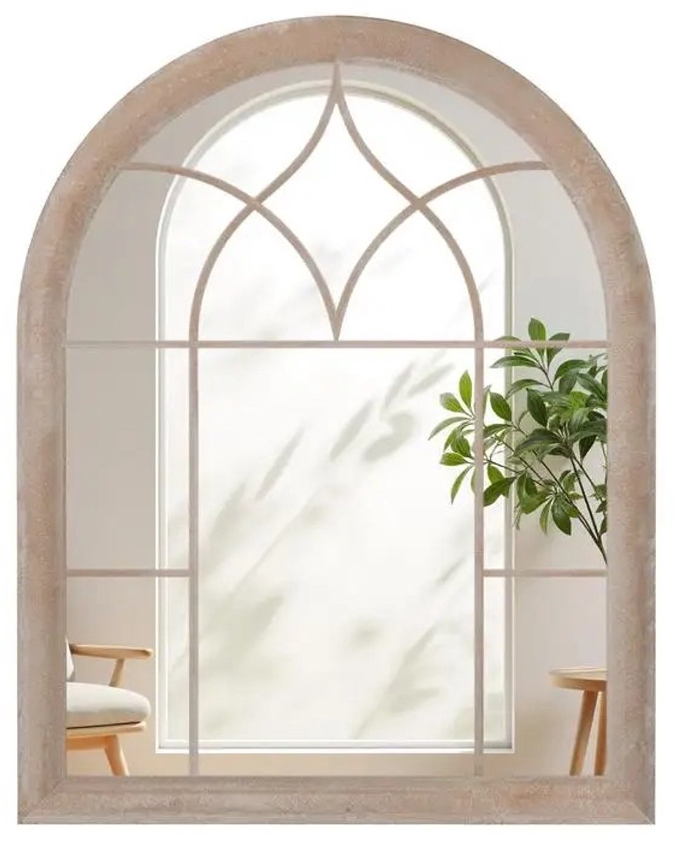Dailygoods Tuinspiegel met metalen frame, gebogen wandspiegel, decoratieve spiegel, raamsp