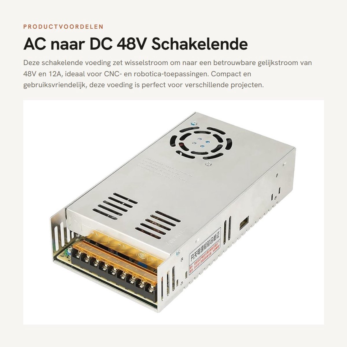 Dailygoods- Schakelende Voeding AC 220V naar DC 48V 12A - Stappenmotorbesturing - Robotica Toepassingen - Compact - Gemakkelijk te Bedienen - Uitstekende Prestaties