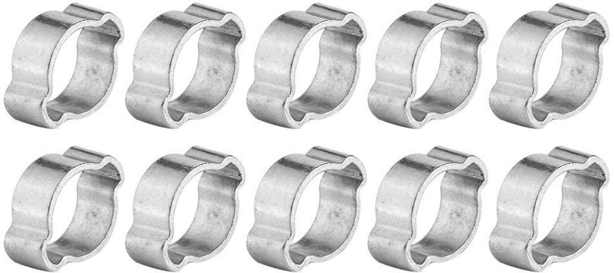 Dailygoods - Slangklemmen met twee oren, 10 stuks verzinkte roestvrijstalen slangklem, hoepel sanitair bevestigingsmiddel, slangklemmen voor brandstof benzinebuis (15-18 mm)