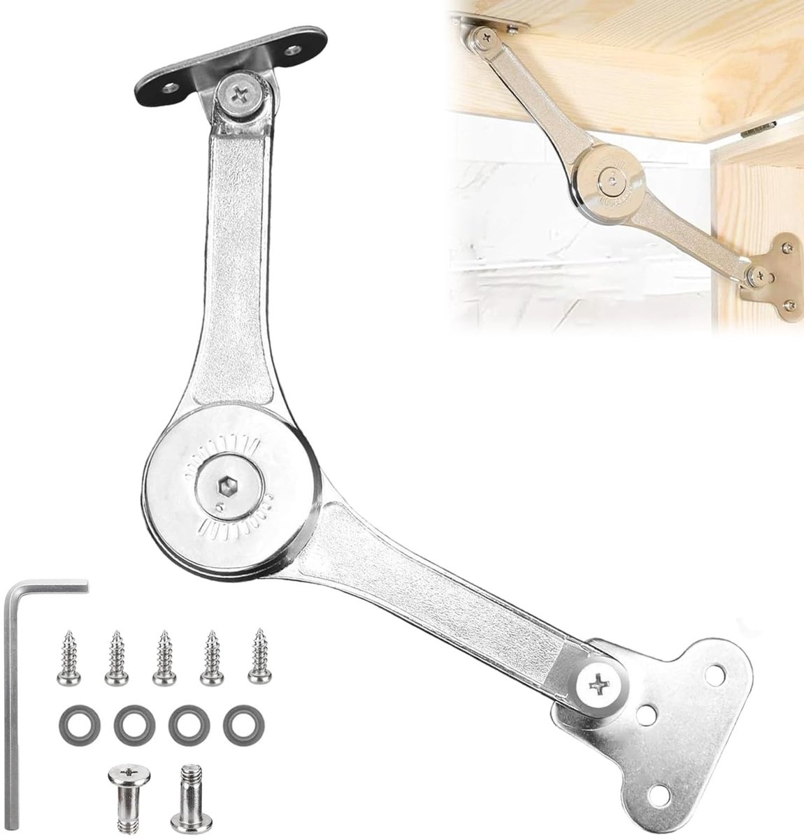Dailygoods - Dekselsteunscharnieren, Deksel Ondersteuning Scharnier, Heavy Duty Deksel Ondersteuning, Klephouder, Klepsteun, Dekselsteun, Klapscharnier Voor Keuken, Deur, Kasten, Speelgoedkisten