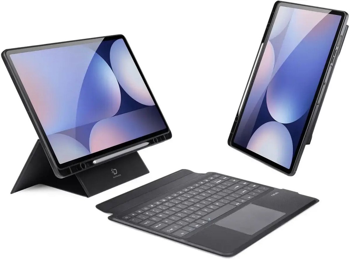 Dux Ducis - Toetsenbord hoes geschikt voor Samsung Galaxy Tab S10 Ultra / Tab S9 Ultra / Tab S8 Ultra - Afneembaar - QWERTY - Tablet toetsenbord met touchpad en verlichting - Zwart