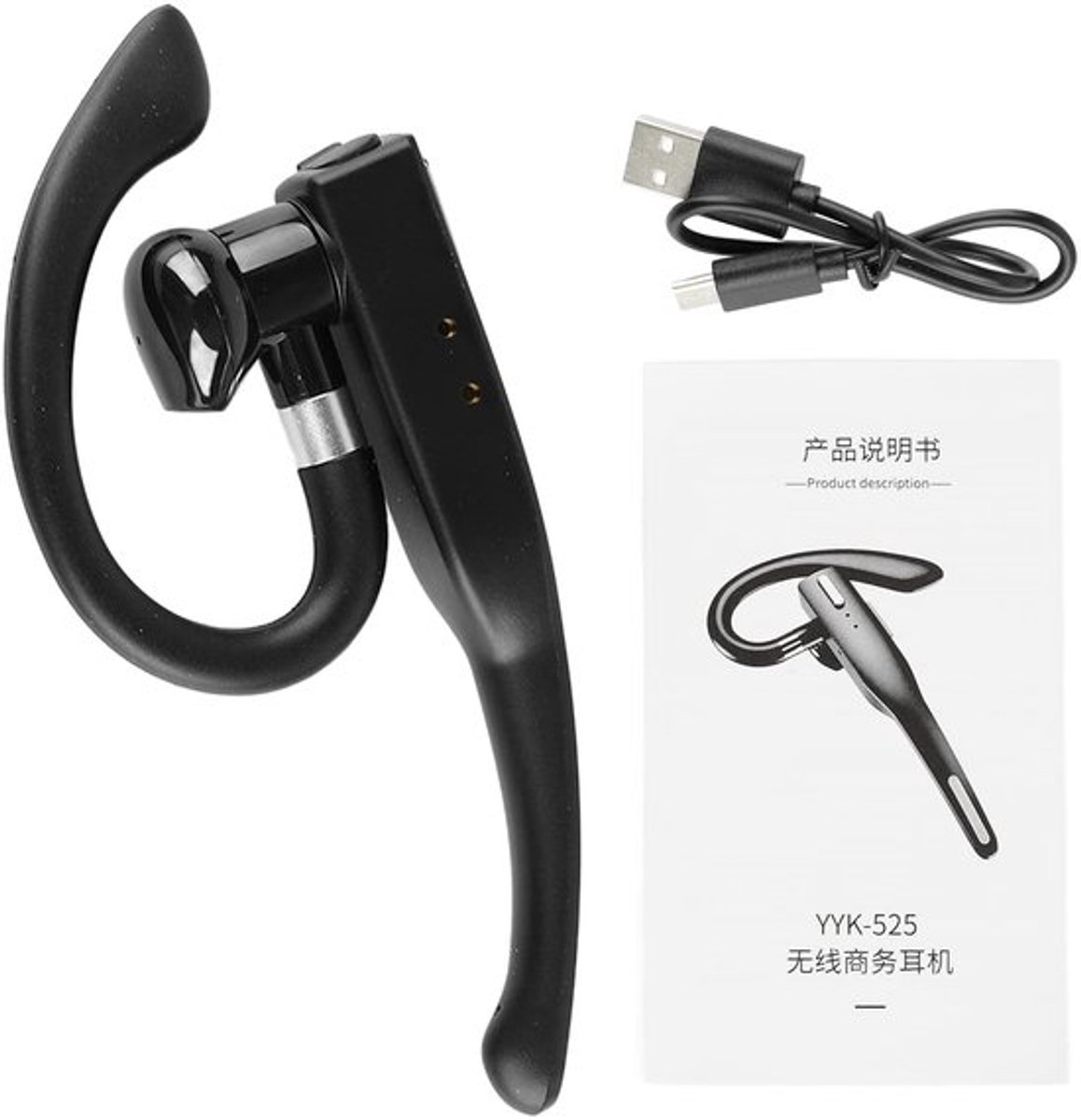 Bluetooth Oortelefoon, Draadloze Handsfree Hoofdtelefoon, Geluiddempende Hoofdtelefoon, IPX7 Waterdicht, BT5.1, voor Werk, Auto Rijden, Zaken, Sport (YYK‑525