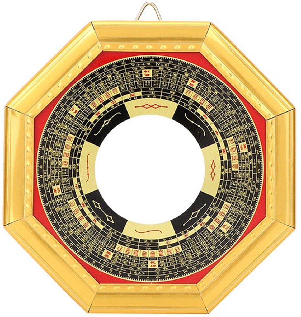 Traditionele Feng Shui Bagua-spiegel van 13,5 cm met concave houten ontwerp, ideaal voor positieve energie in huis en kantoor