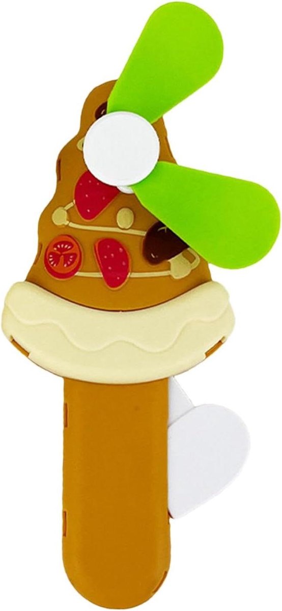 Handmatige ventilator - Pers ventilator - Zomerse verkoeling - Uniek pizza design - 14 cm - Willekeurige kleur