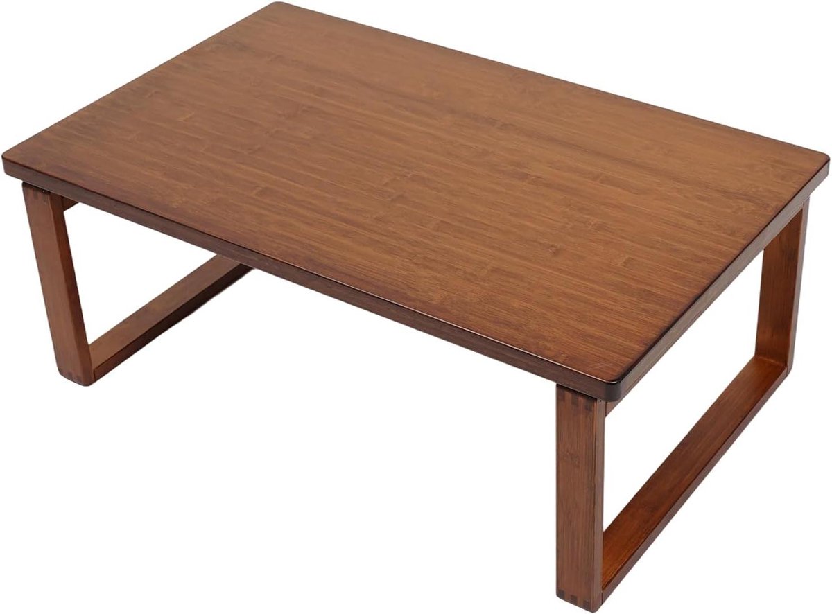 Inklapbare salontafel - Vloertafel lage tafel - Thee drinken - Robuuste stabiliteit - 80 x 50 x 31 cm - Walnootkleur