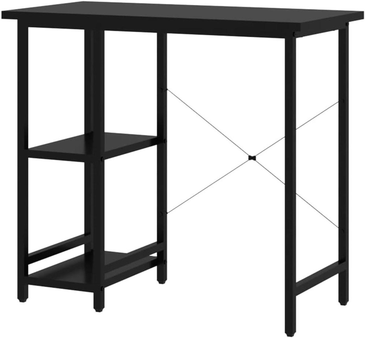 PC tafel - Bureau Computertafel - Thuiswerken Kantoor - Industriële Stijl - 80 x 40 x 72 cm - Zwart