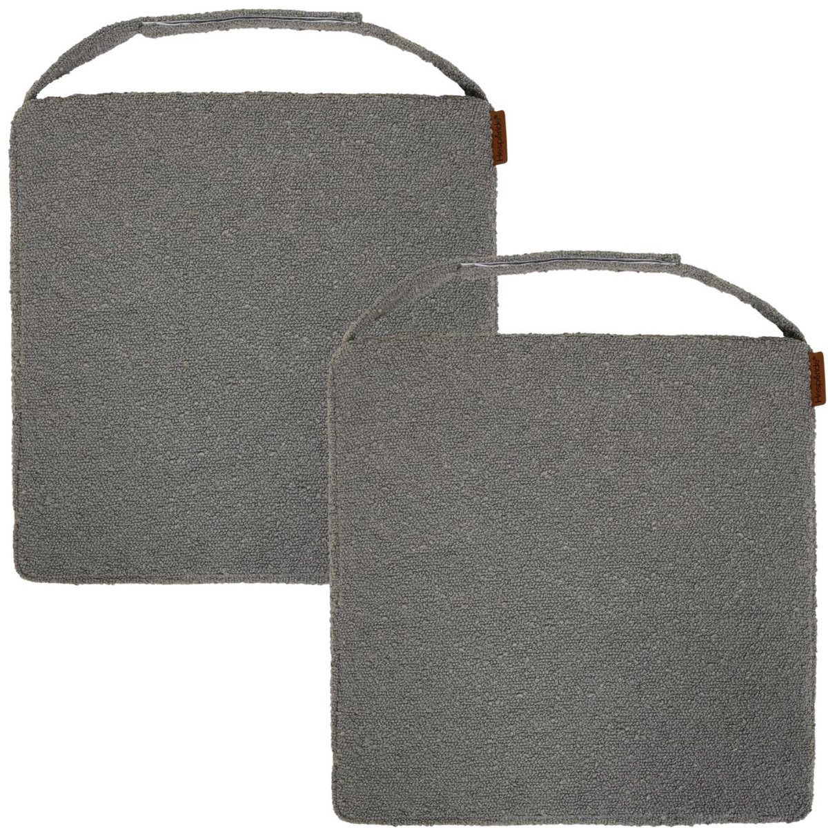 Hespiride stoelkussen Sofia - 2x - 40 x 40 x 4 cm - donkergrijs - boucle - binnen/buiten
