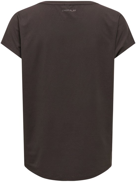 Donkerbruin, kort mouwen t-shirt met ronde hals en 'ONLY PLAY' logo op de rug.