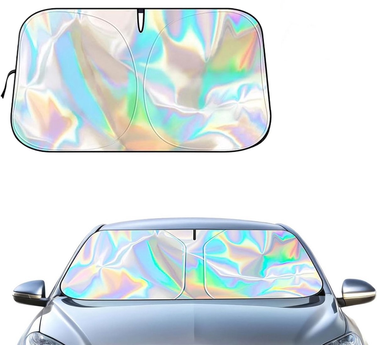 Zonnescherm Auto Voorruit - Opvouwbaar Autozonnescherm Binnenkant - UV-Bescherming tegen Hitte - Titanium Zilver Auto Zonneklep - Universeel - XL 145 x 82 cm